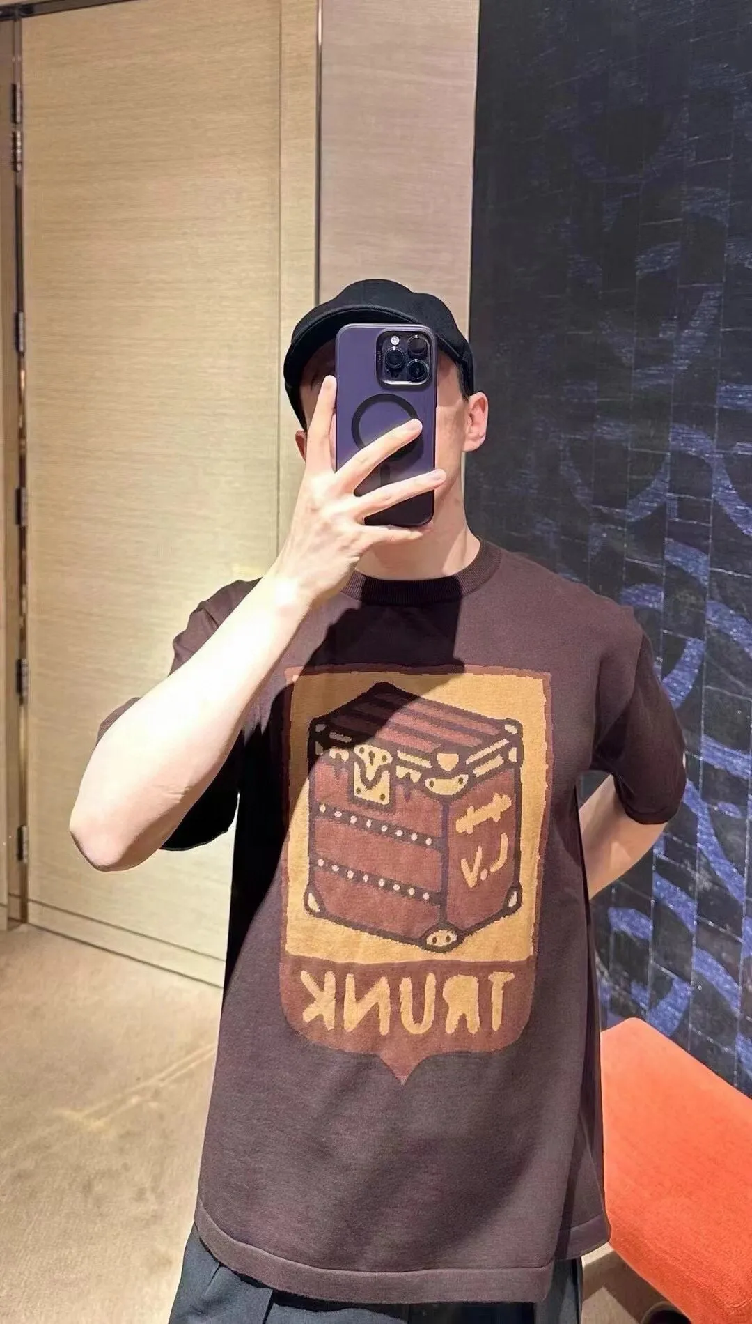 Louis Vuitton/Louis Vuitton 24ss Fei Dong treasure chest jacquard knitted short sleeves